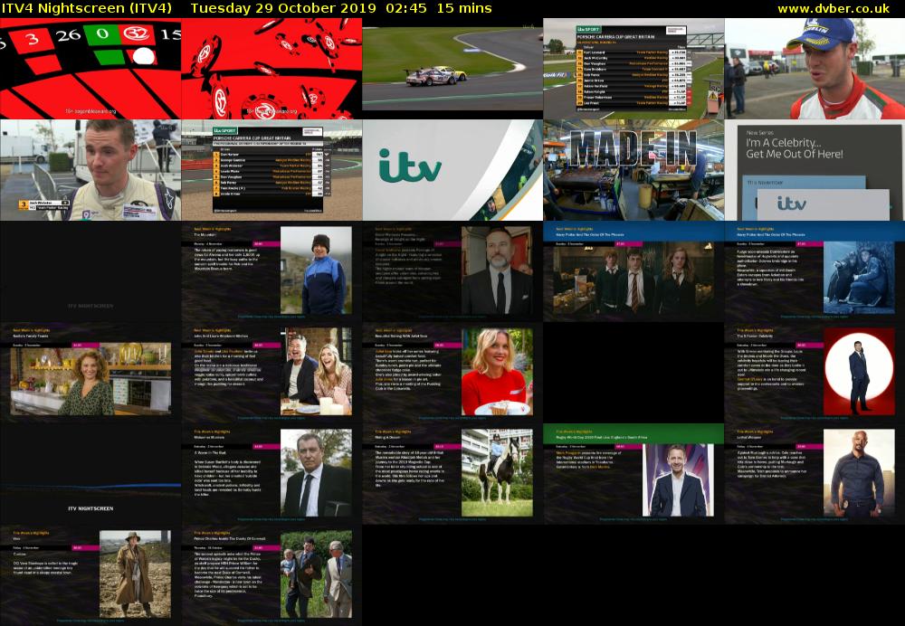 ITV4 Nightscreen (ITV4) Tuesday 29 October 2019 02:45 - 03:00
