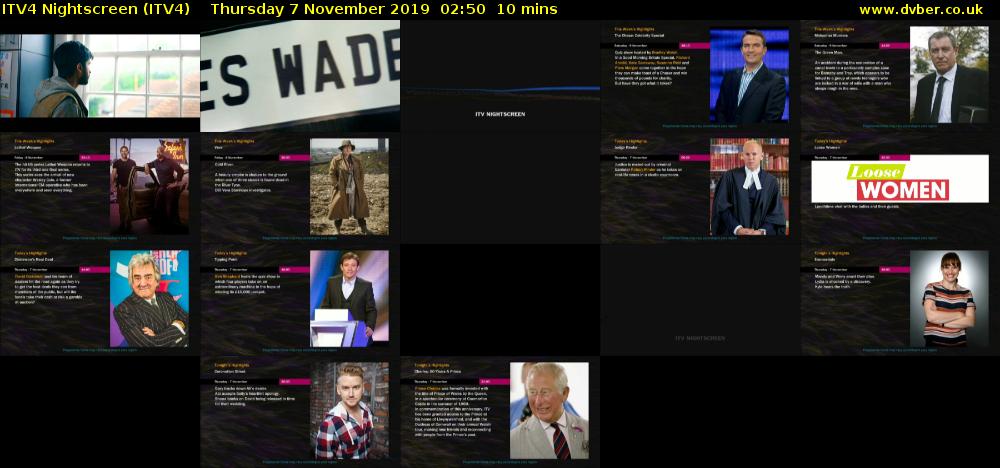 ITV4 Nightscreen (ITV4) Thursday 7 November 2019 02:50 - 03:00