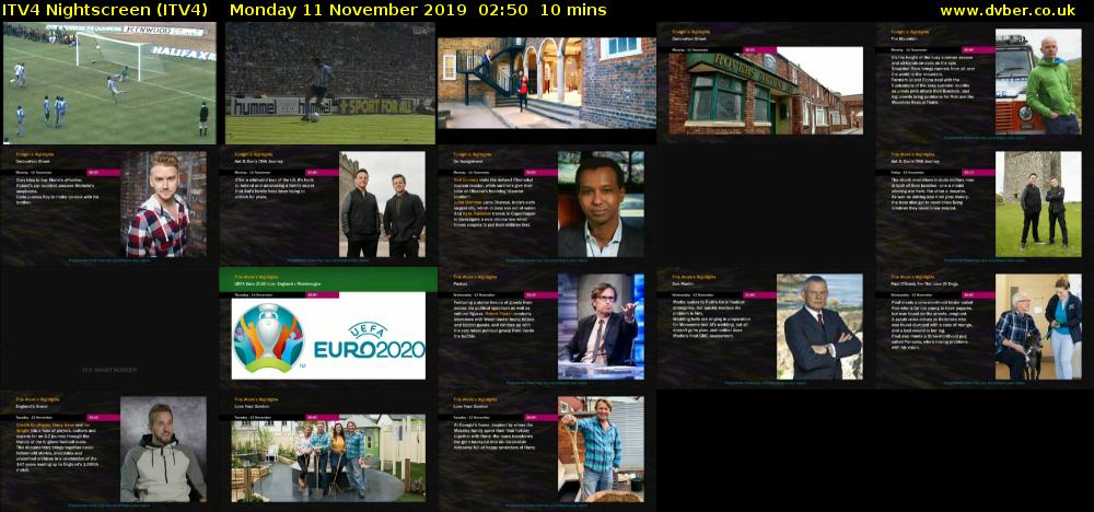 ITV4 Nightscreen (ITV4) Monday 11 November 2019 02:50 - 03:00