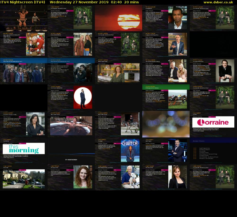 ITV4 Nightscreen (ITV4) Wednesday 27 November 2019 02:40 - 03:00