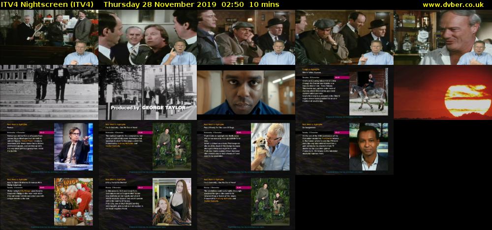ITV4 Nightscreen (ITV4) Thursday 28 November 2019 02:50 - 03:00