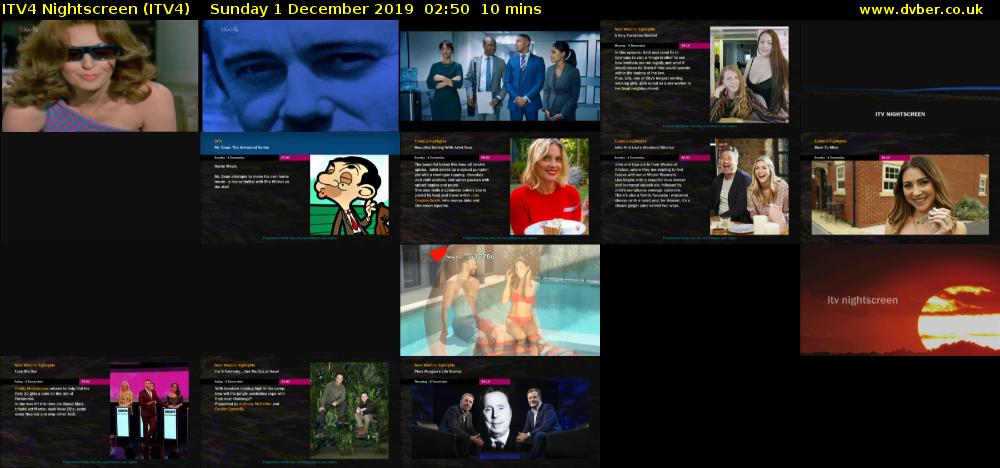 ITV4 Nightscreen (ITV4) Sunday 1 December 2019 02:50 - 03:00