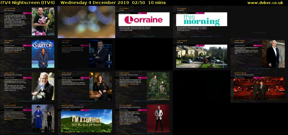 ITV4 Nightscreen (ITV4) Wednesday 4 December 2019 02:50 - 03:00