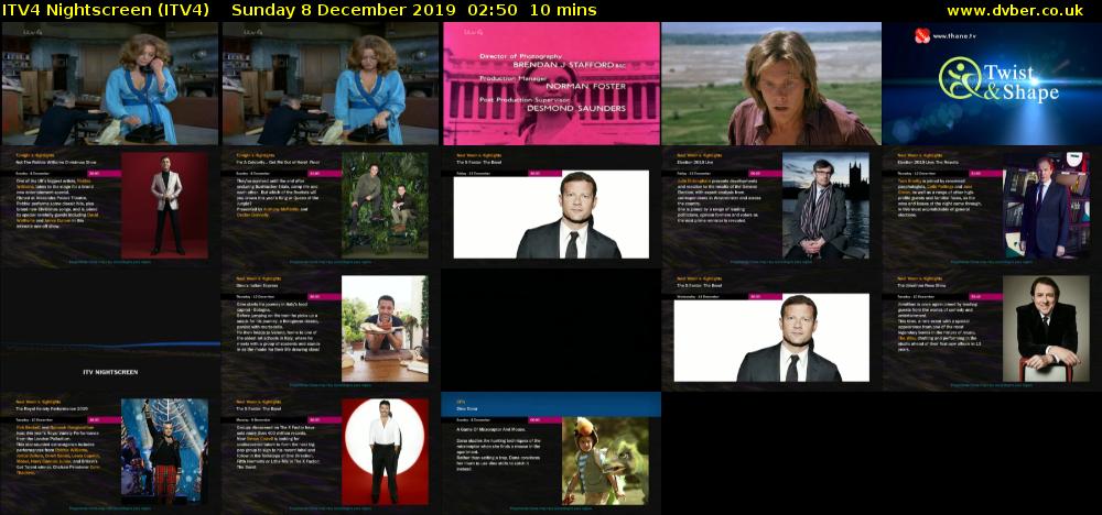ITV4 Nightscreen (ITV4) Sunday 8 December 2019 02:50 - 03:00