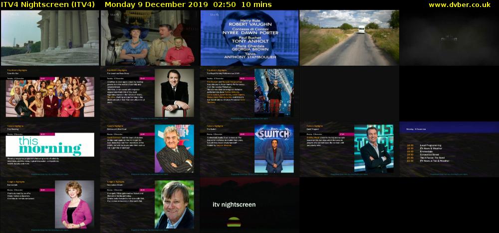 ITV4 Nightscreen (ITV4) Monday 9 December 2019 02:50 - 03:00
