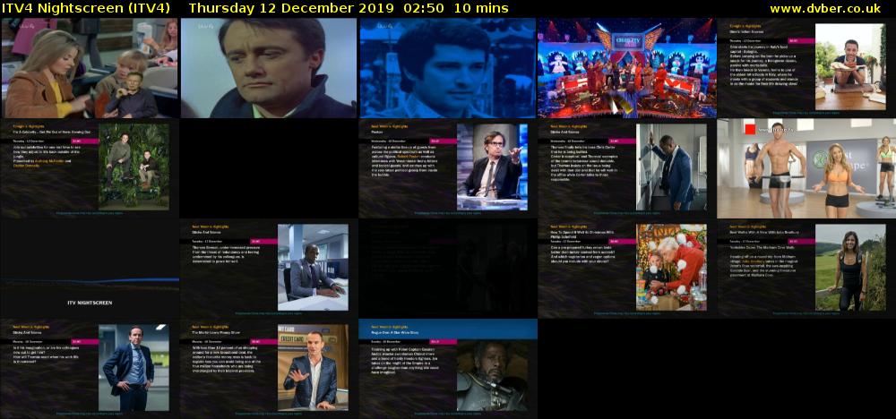 ITV4 Nightscreen (ITV4) Thursday 12 December 2019 02:50 - 03:00