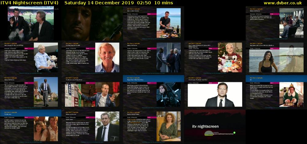 ITV4 Nightscreen (ITV4) Saturday 14 December 2019 02:50 - 03:00