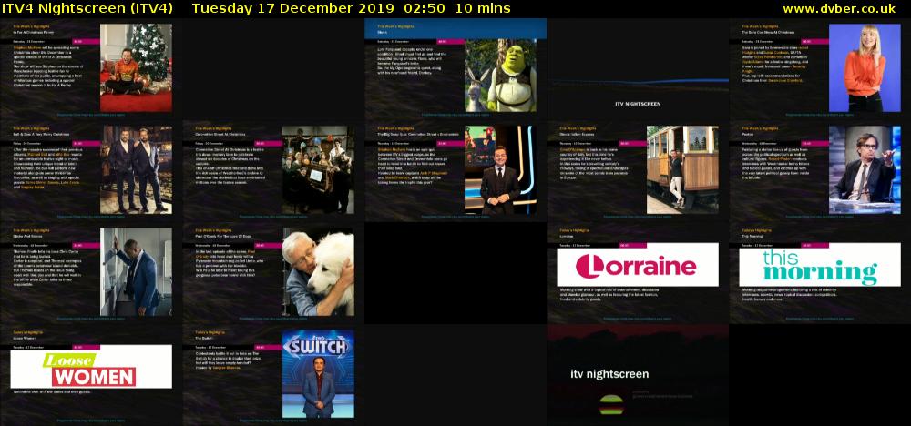 ITV4 Nightscreen (ITV4) Tuesday 17 December 2019 02:50 - 03:00