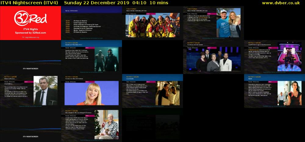 ITV4 Nightscreen (ITV4) Sunday 22 December 2019 04:10 - 04:20