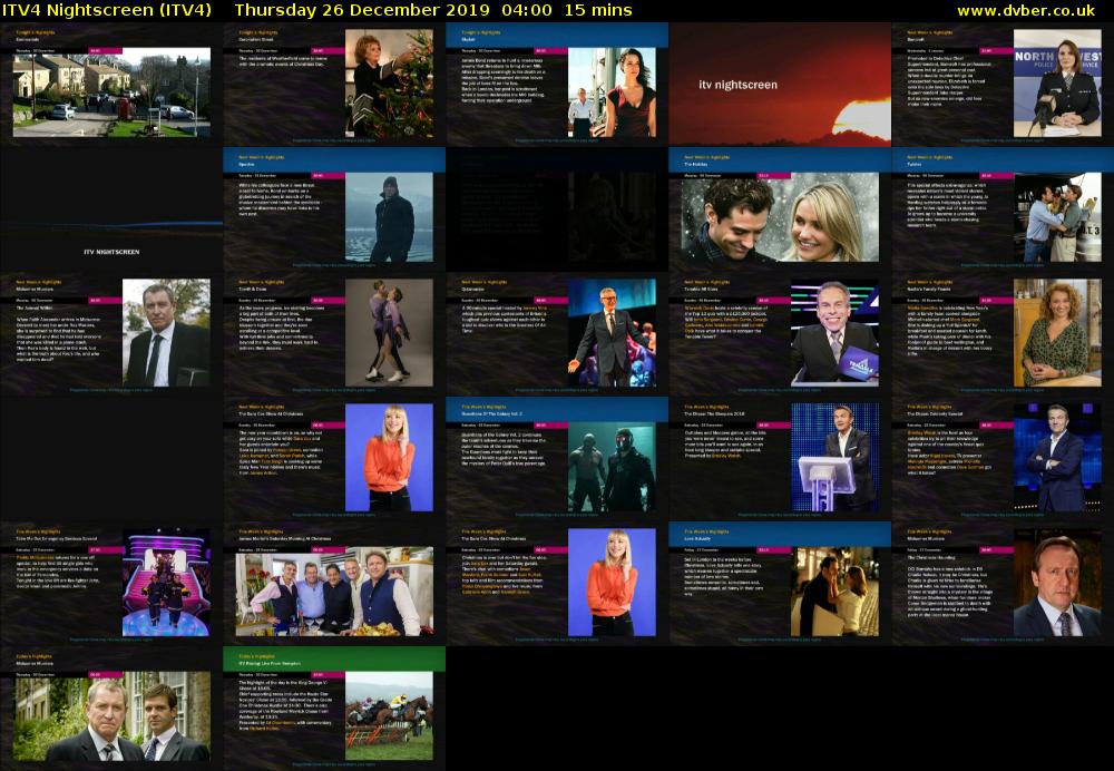 ITV4 Nightscreen (ITV4) Thursday 26 December 2019 04:00 - 04:15