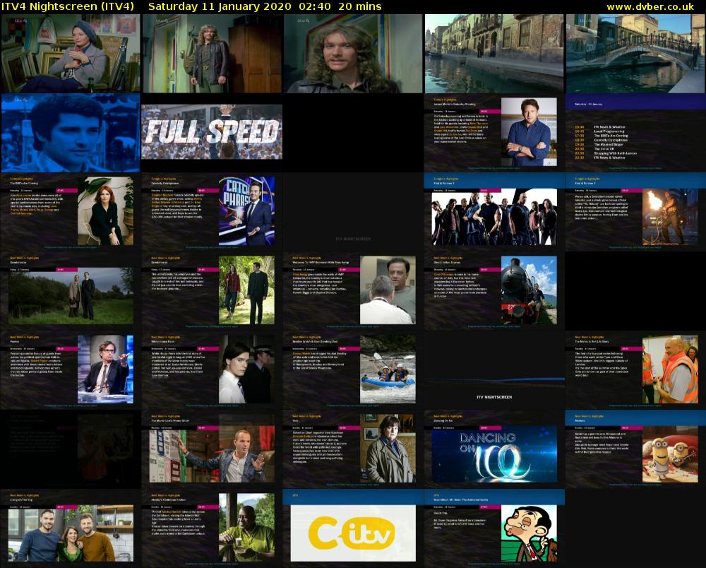 ITV4 Nightscreen (ITV4) Saturday 11 January 2020 02:40 - 03:00