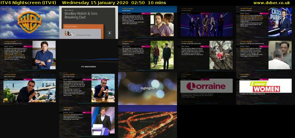 ITV4 Nightscreen (ITV4) Wednesday 15 January 2020 02:50 - 03:00