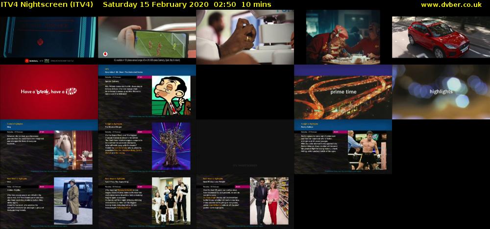 ITV4 Nightscreen (ITV4) Saturday 15 February 2020 02:50 - 03:00