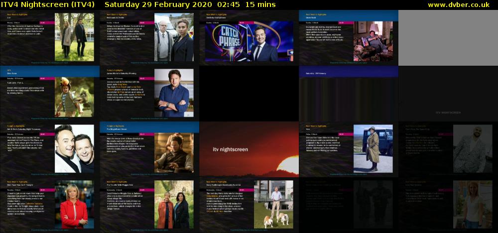 ITV4 Nightscreen (ITV4) Saturday 29 February 2020 02:45 - 03:00