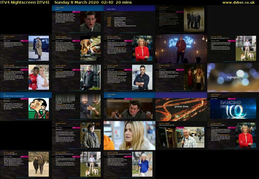 ITV4 Nightscreen (ITV4) Sunday 8 March 2020 02:40 - 03:00