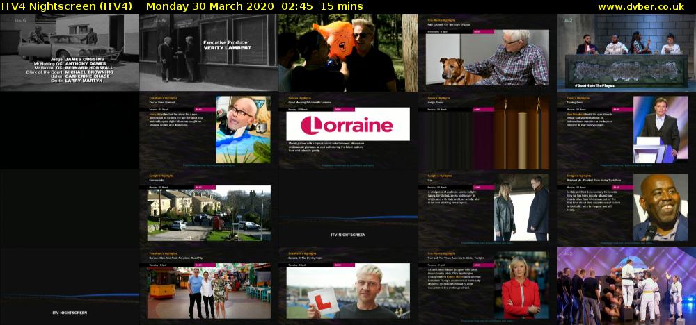 ITV4 Nightscreen (ITV4) Monday 30 March 2020 02:45 - 03:00