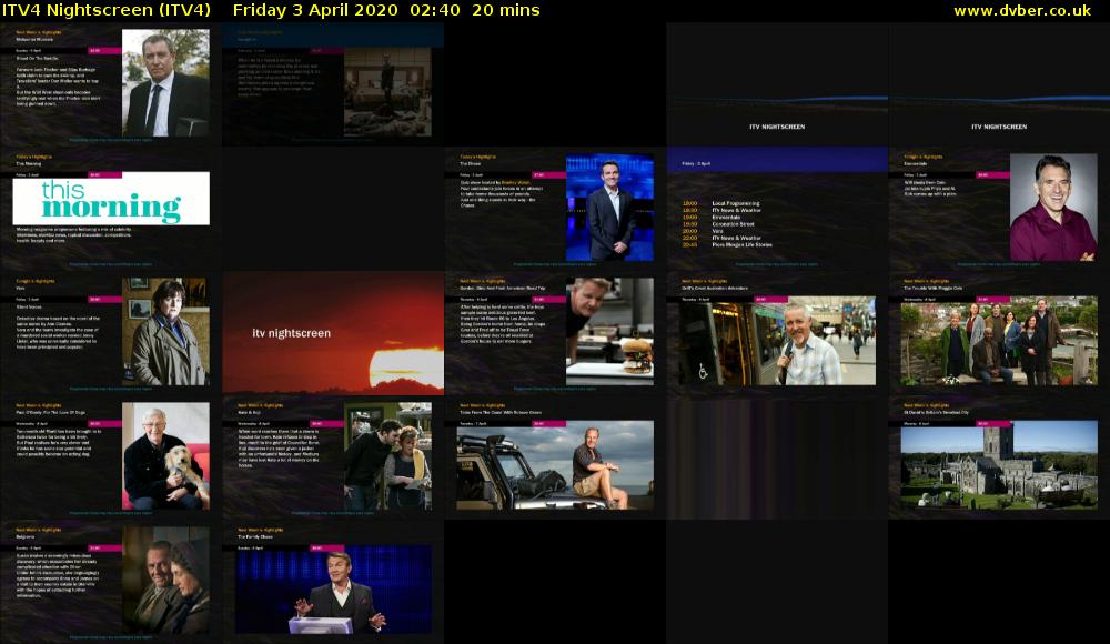 ITV4 Nightscreen (ITV4) Friday 3 April 2020 02:40 - 03:00