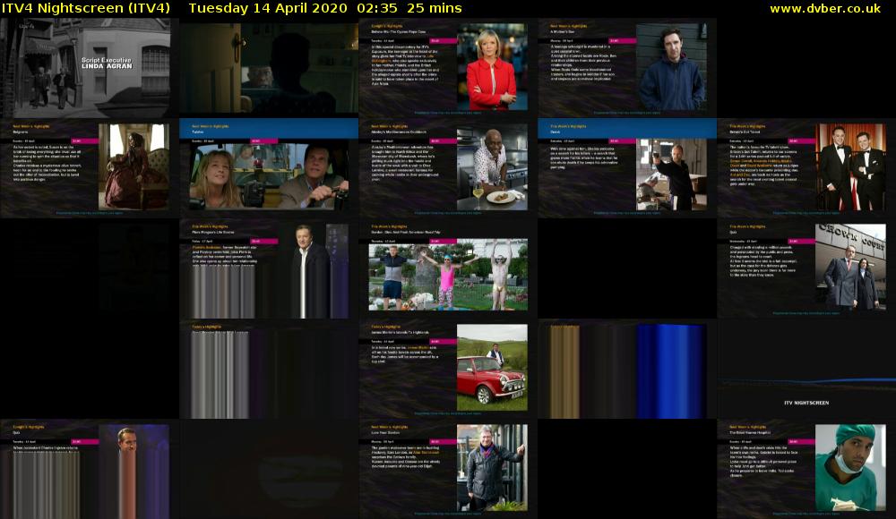 ITV4 Nightscreen (ITV4) Tuesday 14 April 2020 02:35 - 03:00