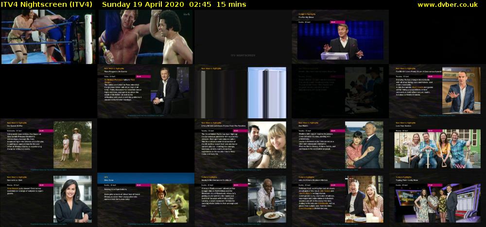 ITV4 Nightscreen (ITV4) Sunday 19 April 2020 02:45 - 03:00