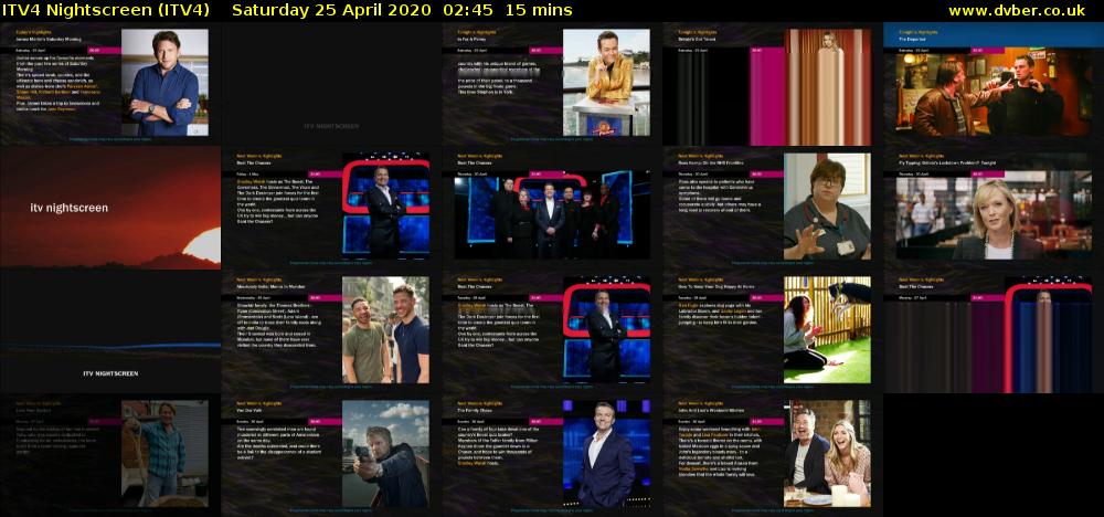 ITV4 Nightscreen (ITV4) Saturday 25 April 2020 02:45 - 03:00