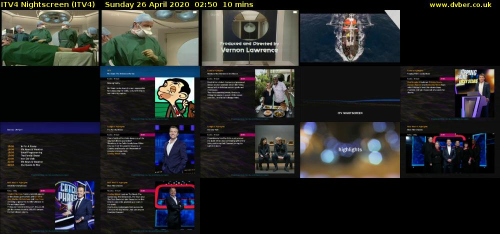 ITV4 Nightscreen (ITV4) Sunday 26 April 2020 02:50 - 03:00
