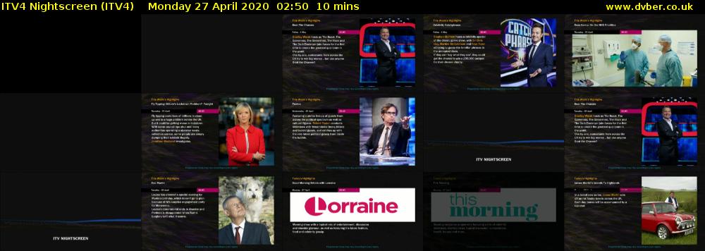ITV4 Nightscreen (ITV4) Monday 27 April 2020 02:50 - 03:00