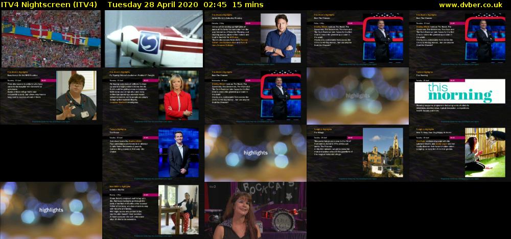 ITV4 Nightscreen (ITV4) Tuesday 28 April 2020 02:45 - 03:00