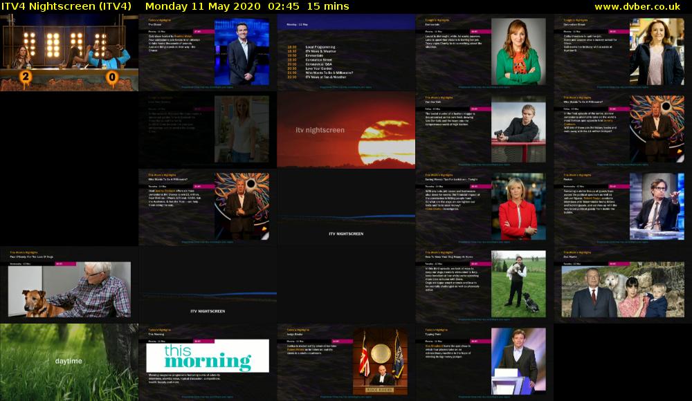 ITV4 Nightscreen (ITV4) Monday 11 May 2020 02:45 - 03:00