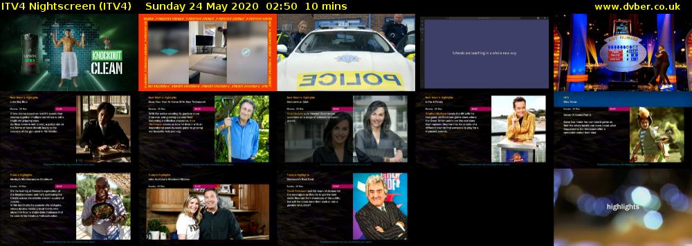 ITV4 Nightscreen (ITV4) Sunday 24 May 2020 02:50 - 03:00