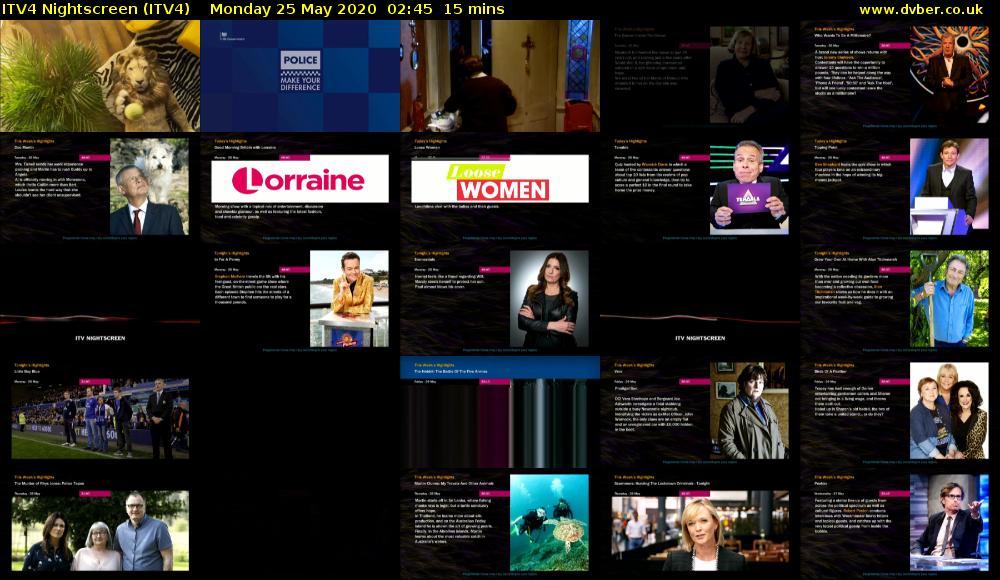 ITV4 Nightscreen (ITV4) Monday 25 May 2020 02:45 - 03:00