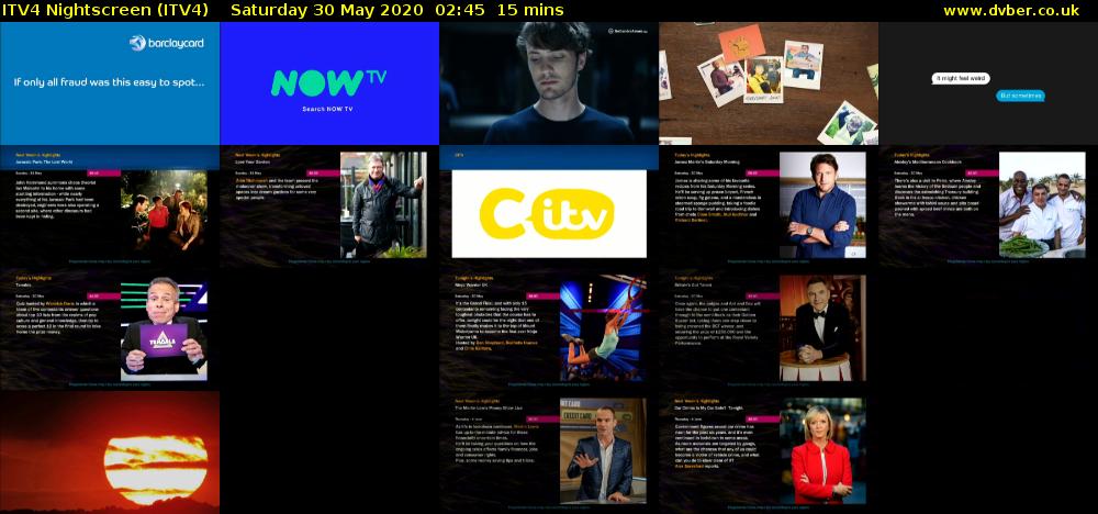 ITV4 Nightscreen (ITV4) Saturday 30 May 2020 02:45 - 03:00