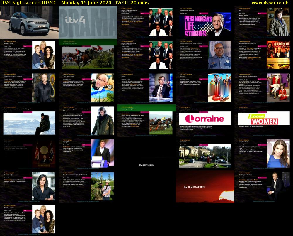 ITV4 Nightscreen (ITV4) Monday 15 June 2020 02:40 - 03:00
