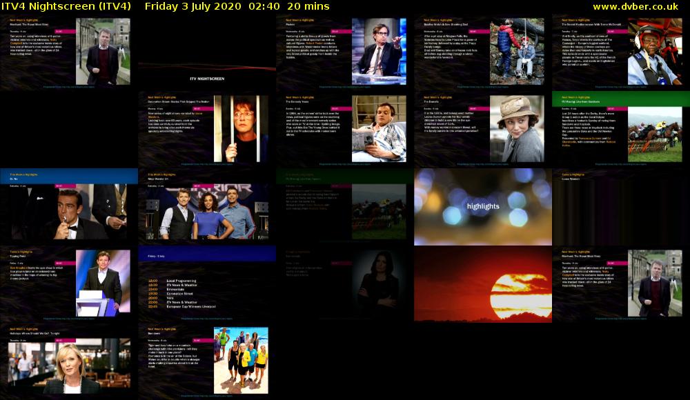 ITV4 Nightscreen (ITV4) Friday 3 July 2020 02:40 - 03:00
