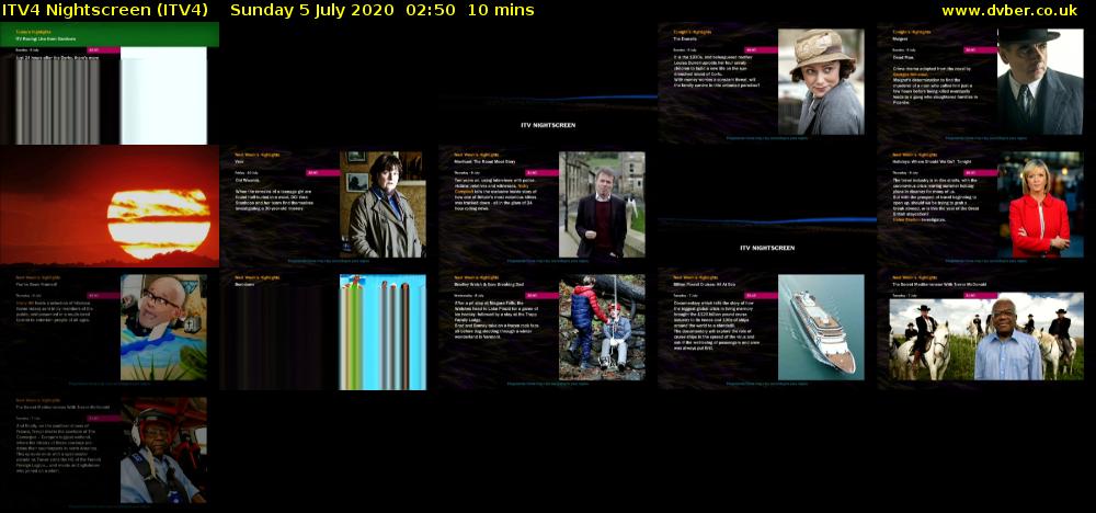 ITV4 Nightscreen (ITV4) Sunday 5 July 2020 02:50 - 03:00