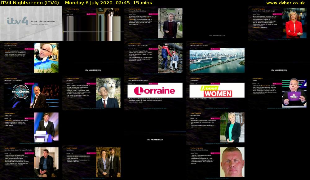 ITV4 Nightscreen (ITV4) Monday 6 July 2020 02:45 - 03:00