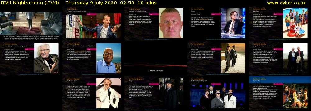 ITV4 Nightscreen (ITV4) Thursday 9 July 2020 02:50 - 03:00