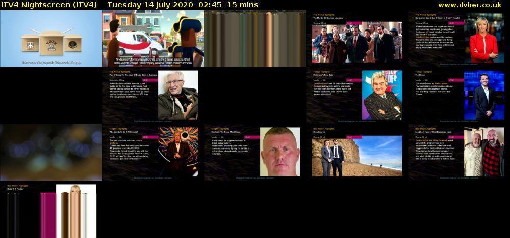 ITV4 Nightscreen (ITV4) Tuesday 14 July 2020 02:45 - 03:00