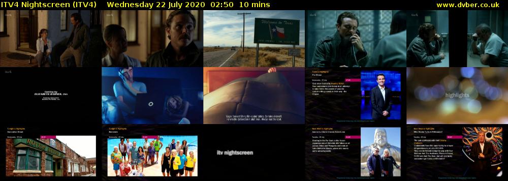 ITV4 Nightscreen (ITV4) Wednesday 22 July 2020 02:50 - 03:00