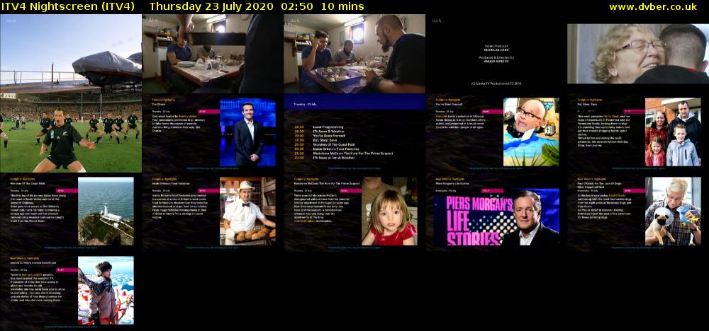 ITV4 Nightscreen (ITV4) Thursday 23 July 2020 02:50 - 03:00