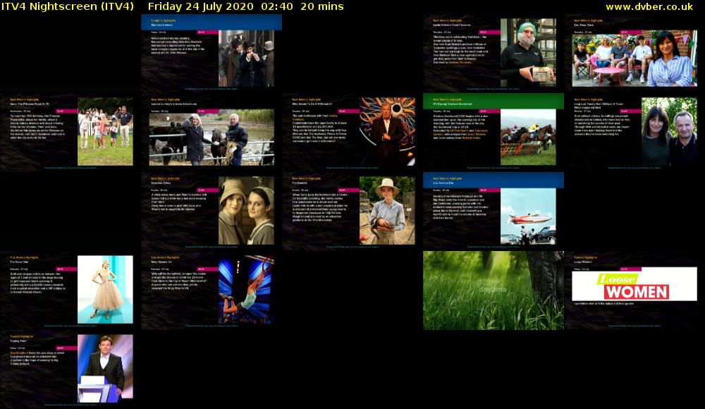 ITV4 Nightscreen (ITV4) Friday 24 July 2020 02:40 - 03:00