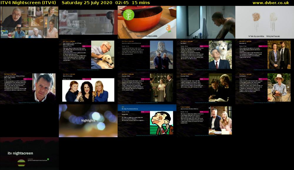 ITV4 Nightscreen (ITV4) Saturday 25 July 2020 02:45 - 03:00