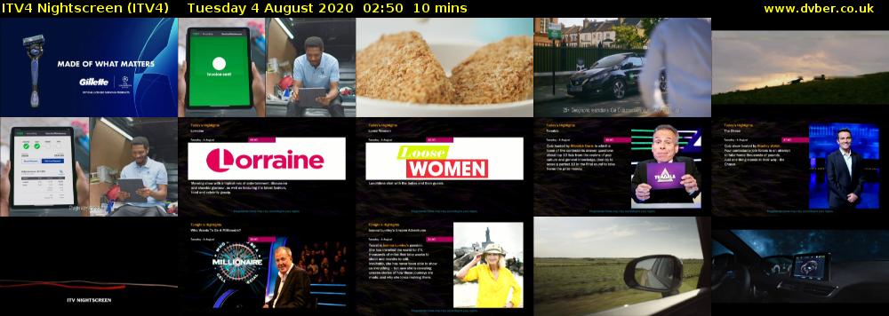 ITV4 Nightscreen (ITV4) Tuesday 4 August 2020 02:50 - 03:00