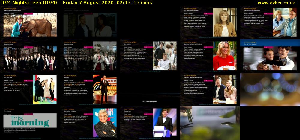 ITV4 Nightscreen (ITV4) Friday 7 August 2020 02:45 - 03:00