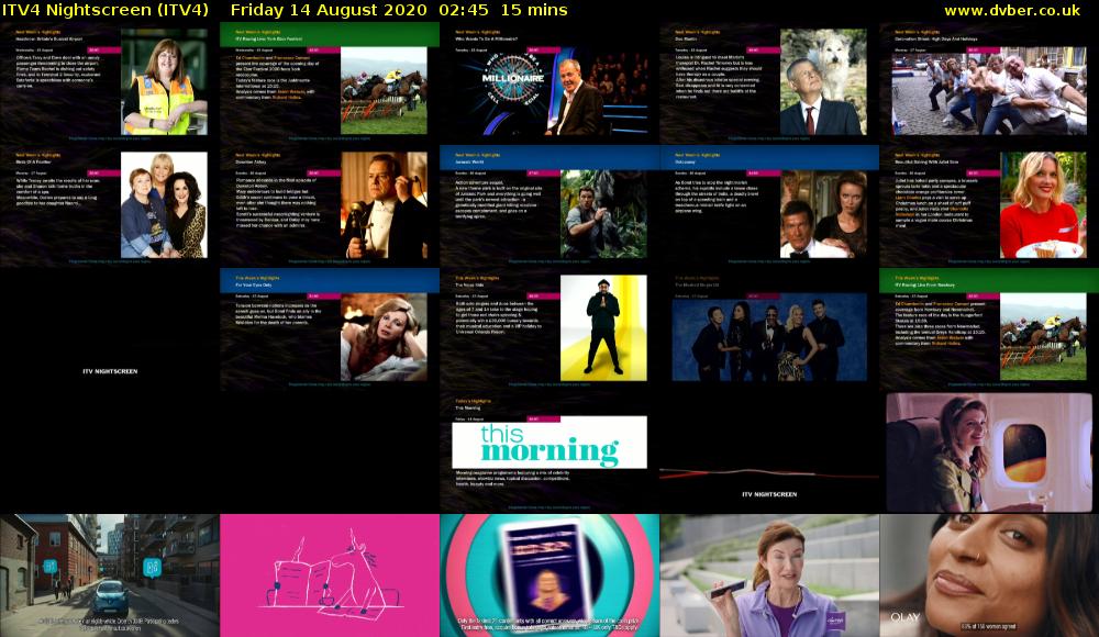 ITV4 Nightscreen (ITV4) Friday 14 August 2020 02:45 - 03:00