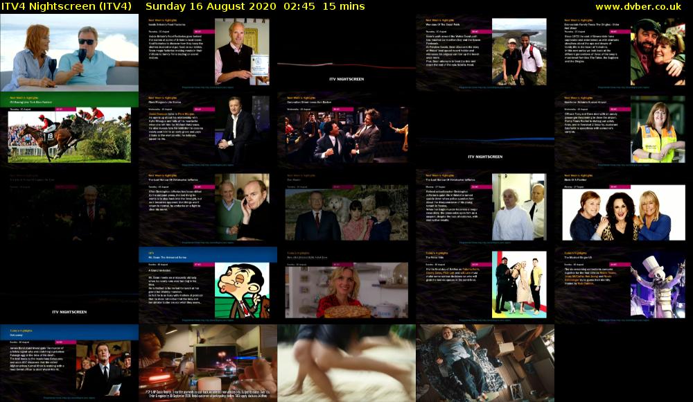 ITV4 Nightscreen (ITV4) Sunday 16 August 2020 02:45 - 03:00