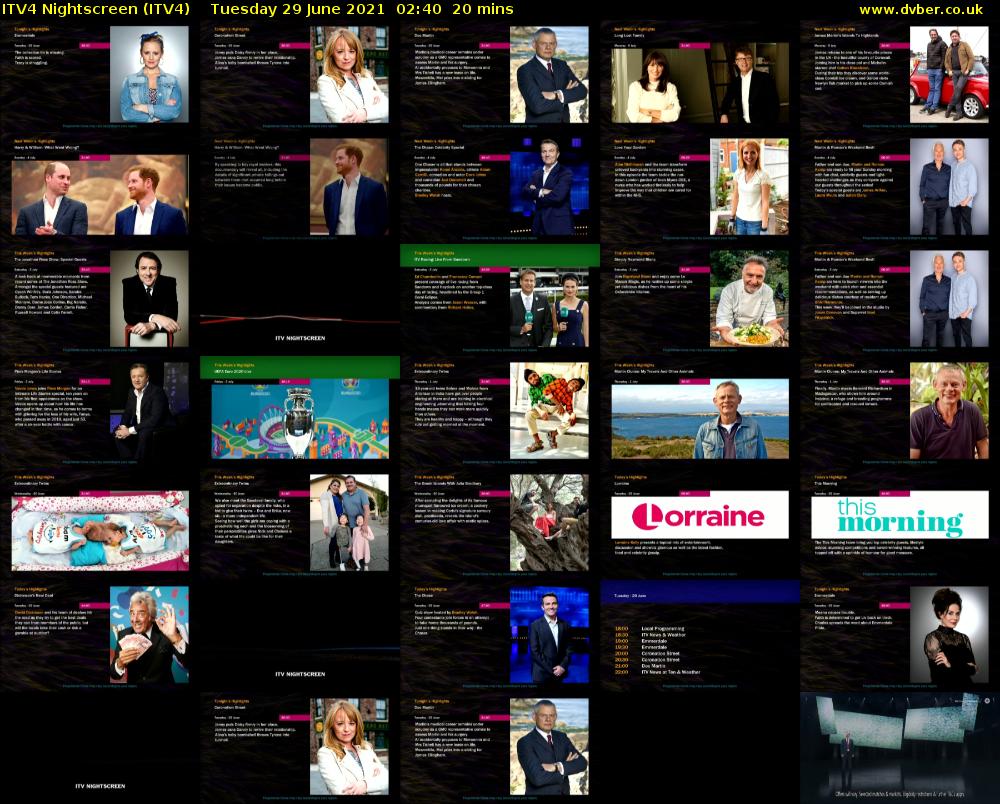 ITV4 Nightscreen (ITV4) Tuesday 29 June 2021 02:40 - 03:00