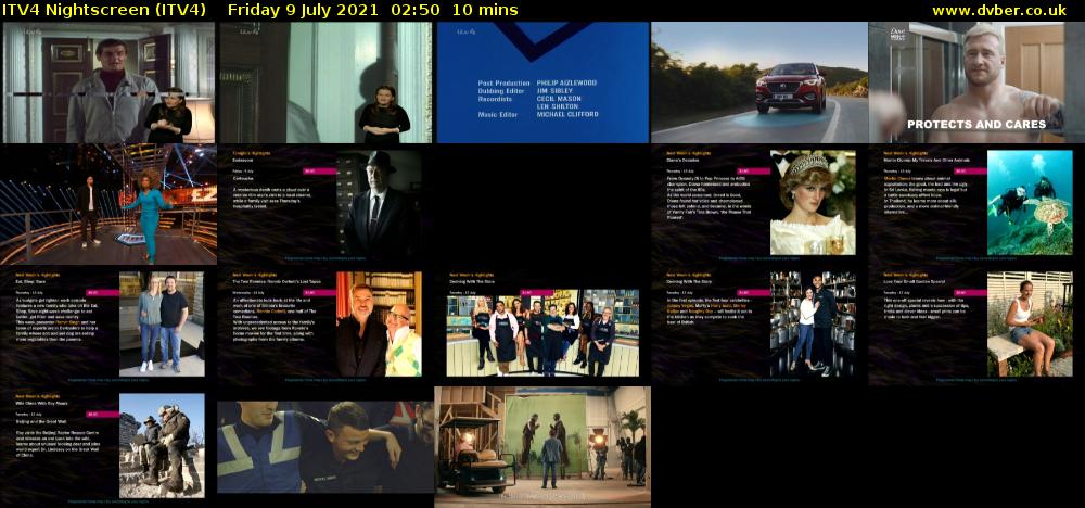 ITV4 Nightscreen (ITV4) Friday 9 July 2021 02:50 - 03:00