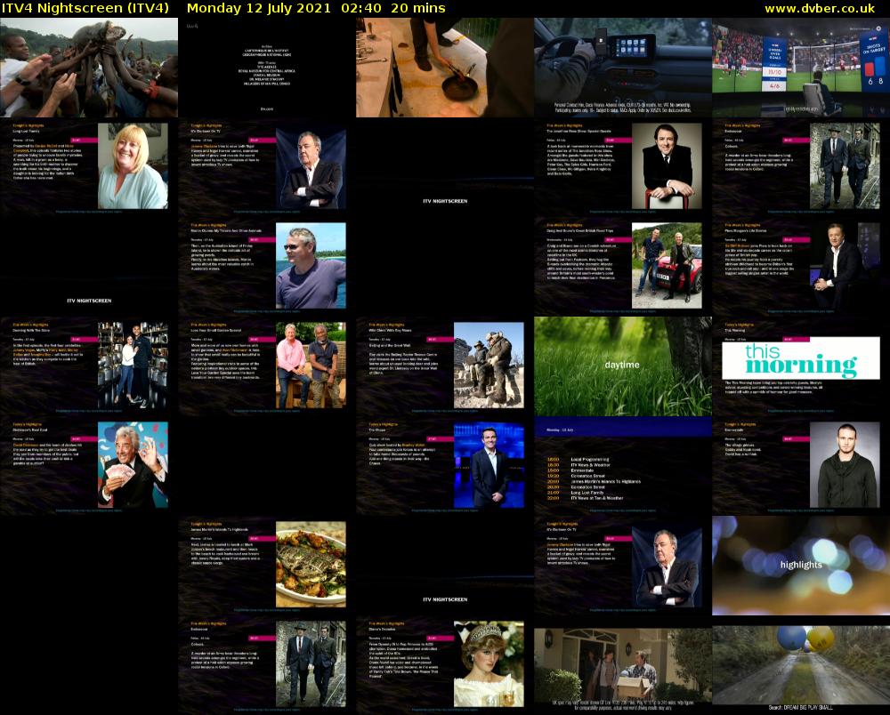 ITV4 Nightscreen (ITV4) Monday 12 July 2021 02:40 - 03:00