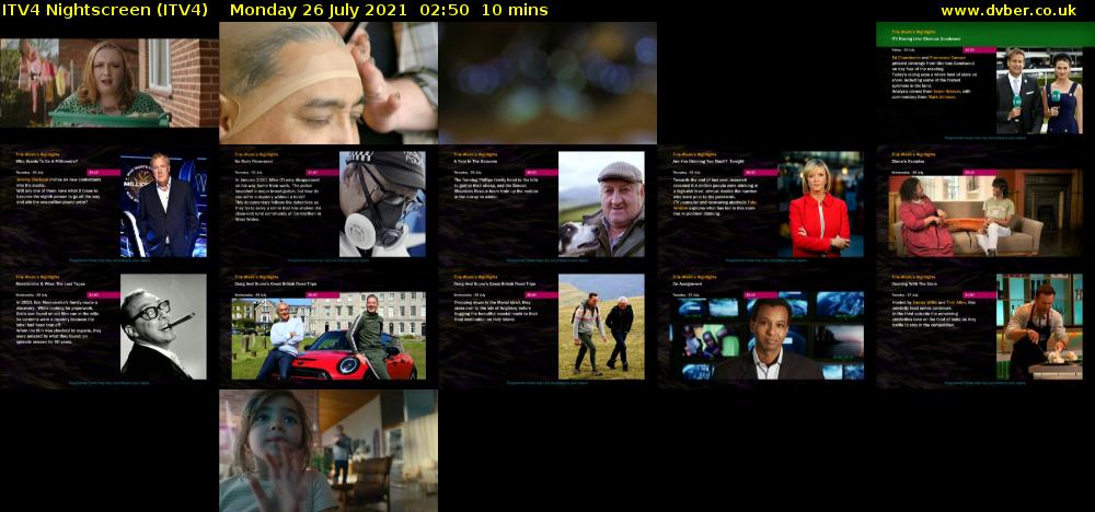 ITV4 Nightscreen (ITV4) Monday 26 July 2021 02:50 - 03:00