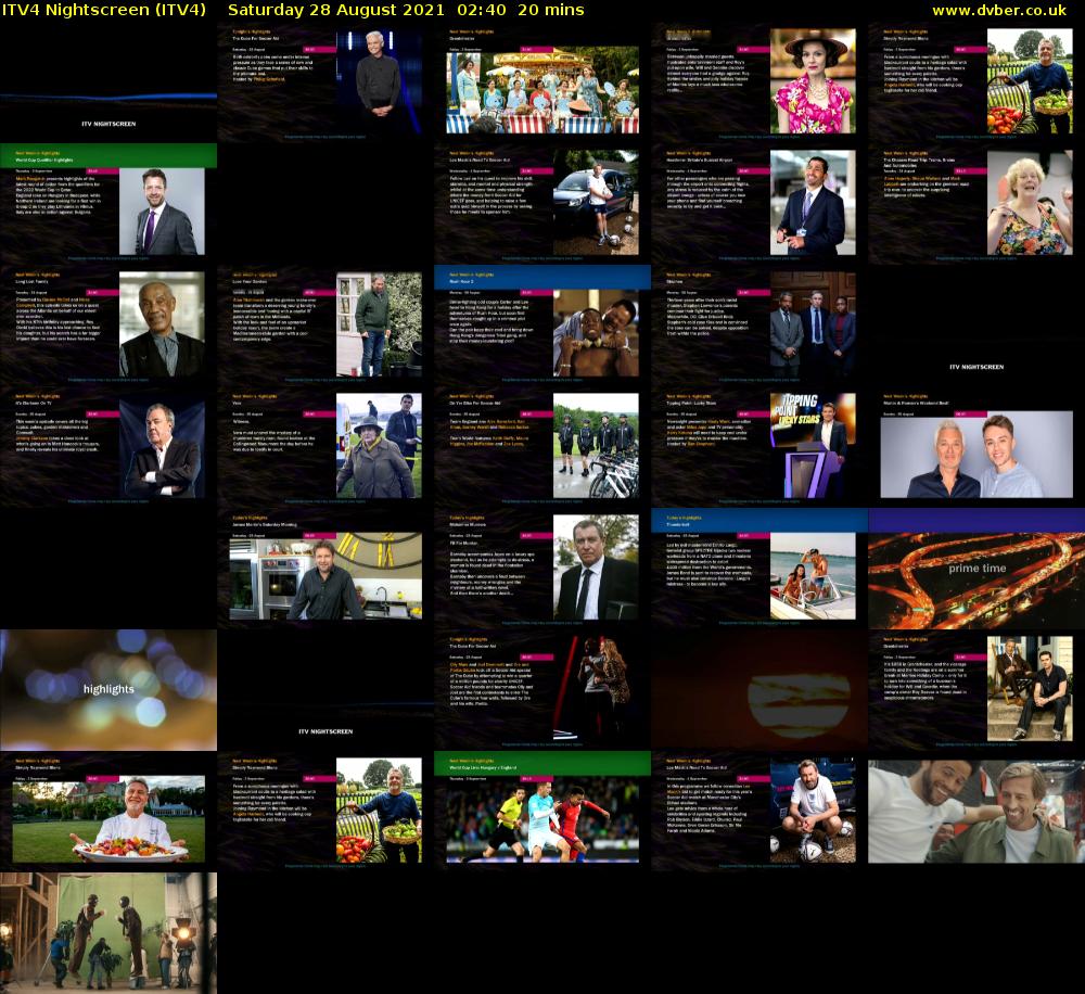 ITV4 Nightscreen (ITV4) Saturday 28 August 2021 02:40 - 03:00